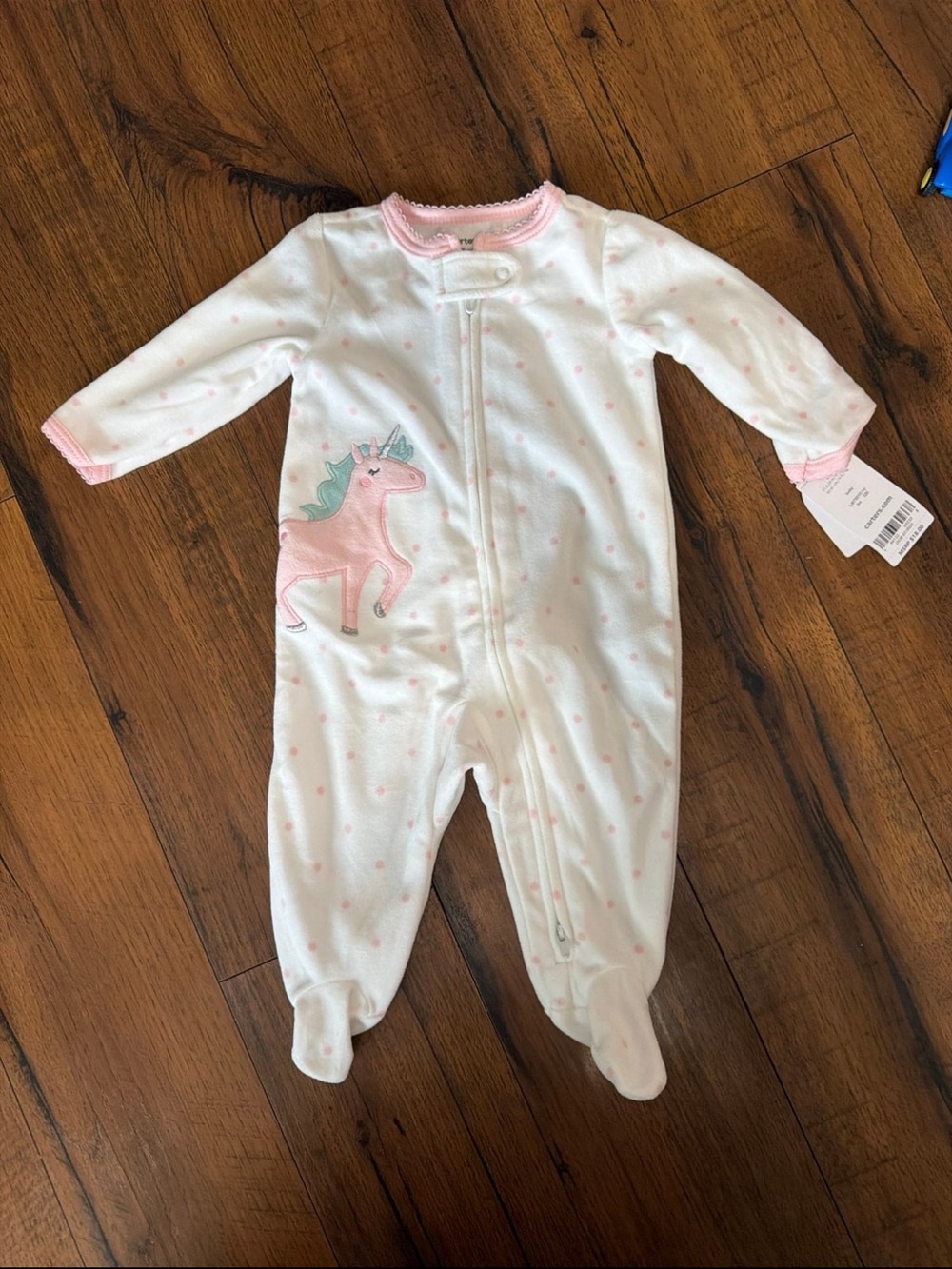 Carter's White and Pink Unicorn Footed Sleeper